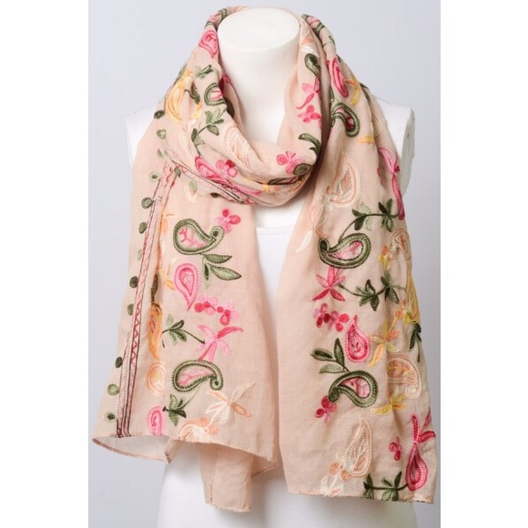 Accessories - Paisley Floral Embroidered Scarf